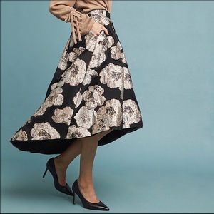 Anthropologie Hutch high low brocade blossom floral skirt